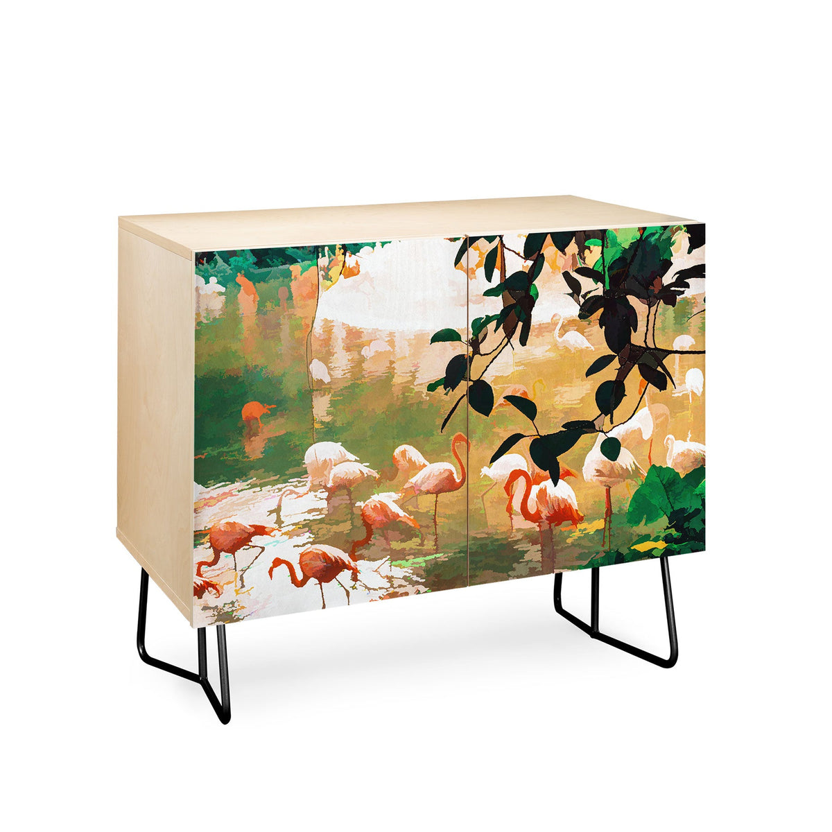 83 Oranges Flamingo Sighting Jungle Nature Credenza