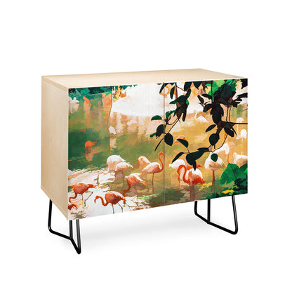 83 Oranges Flamingo Sighting Jungle Nature Credenza