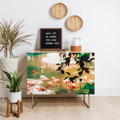 83 Oranges Flamingo Sighting Jungle Nature Credenza