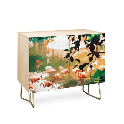 83 Oranges Flamingo Sighting Jungle Nature Credenza