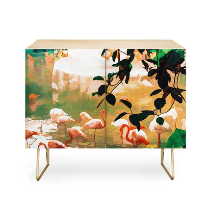 83 Oranges Flamingo Sighting Jungle Nature Credenza