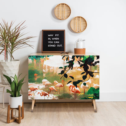 83 Oranges Flamingo Sighting Jungle Nature Credenza