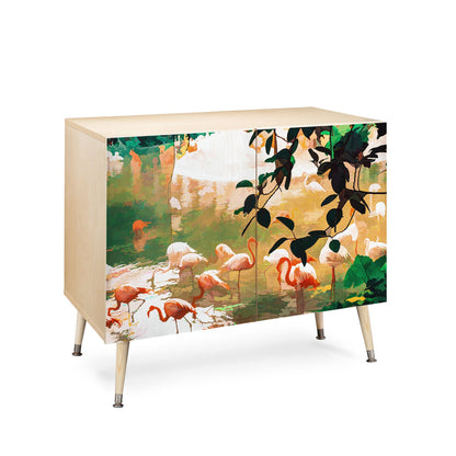 83 Oranges Flamingo Sighting Jungle Nature Credenza