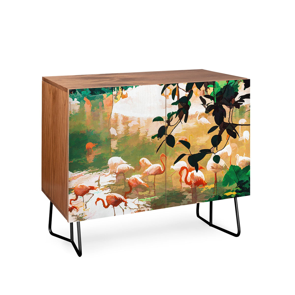 83 Oranges Flamingo Sighting Jungle Nature Credenza