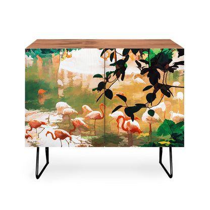 83 Oranges Flamingo Sighting Jungle Nature Credenza