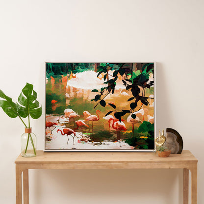 83 Oranges Flamingo Sighting Jungle Nature Art Canvas