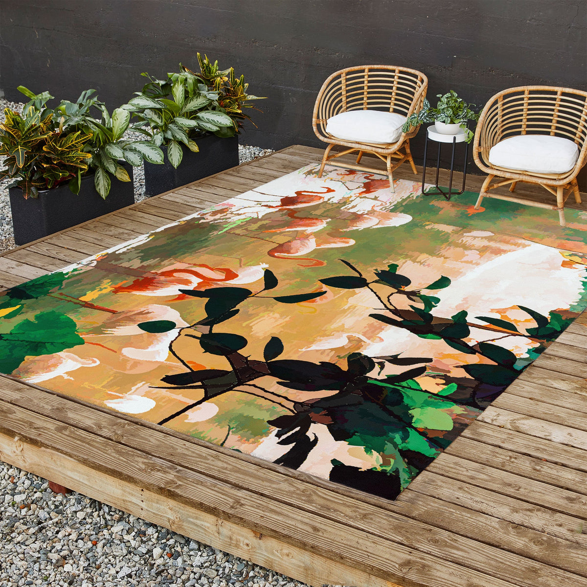 83 Oranges Flamingo Sighting Jungle Nature Outdoor Rug
