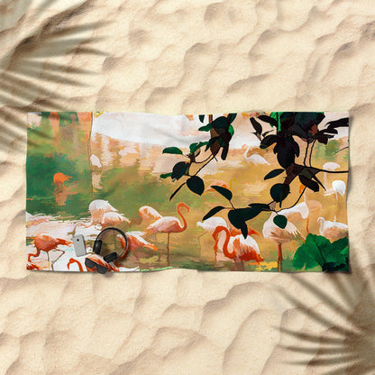 83 Oranges Flamingo Sighting Jungle Nature Beach Towel