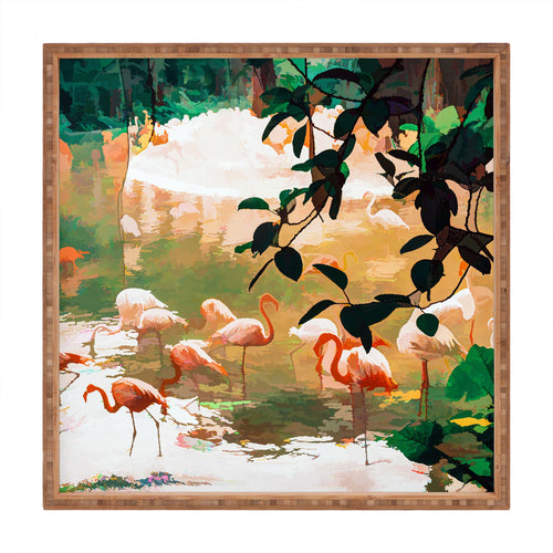 83 Oranges Flamingo Sighting Jungle Nature Square Tray
