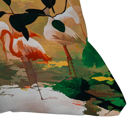 83 Oranges Flamingo Sighting Jungle Nature Outdoor Throw Pillow