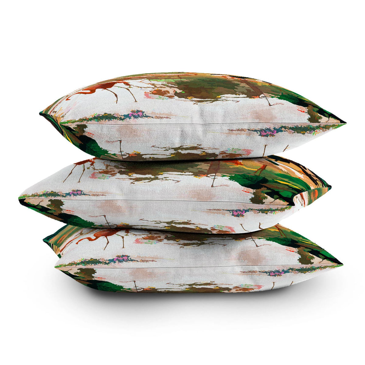 83 Oranges Flamingo Sighting Jungle Nature Outdoor Throw Pillow