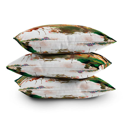 83 Oranges Flamingo Sighting Jungle Nature Outdoor Throw Pillow