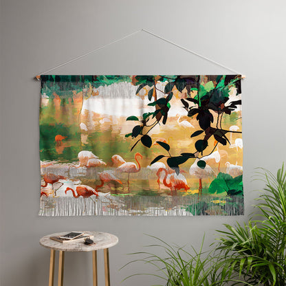 83 Oranges Flamingo Sighting Jungle Nature Wall Hanging Landscape