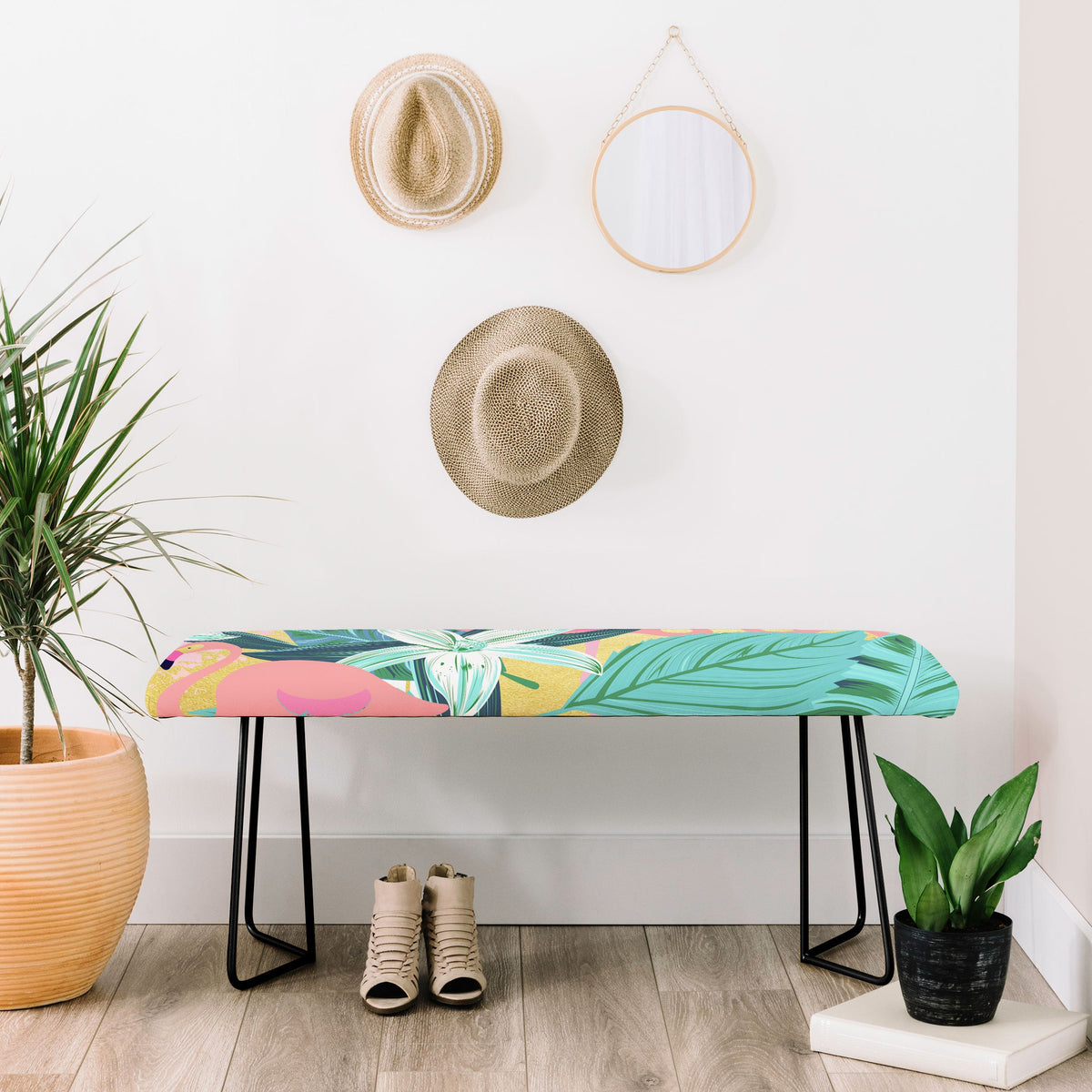 83 Oranges Flamingo Tropical Bench