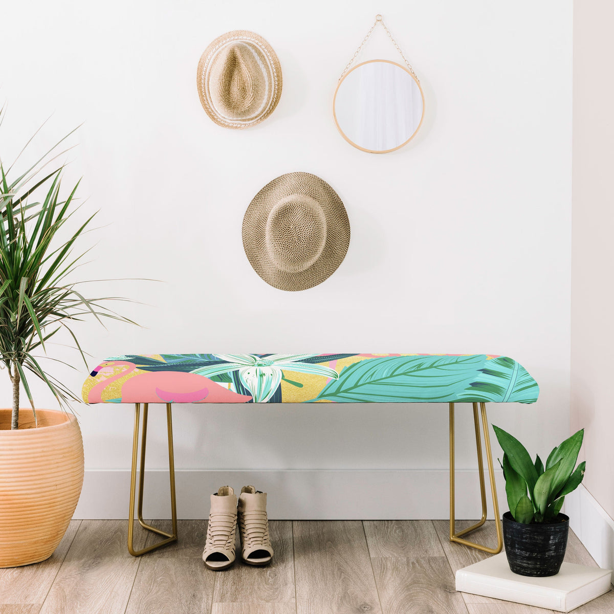83 Oranges Flamingo Tropical Bench