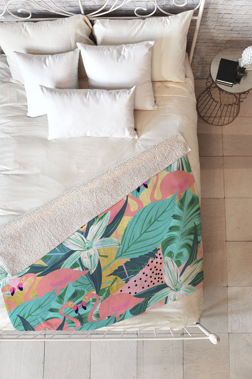 83 Oranges Flamingo Tropical Fleece Throw Blanket