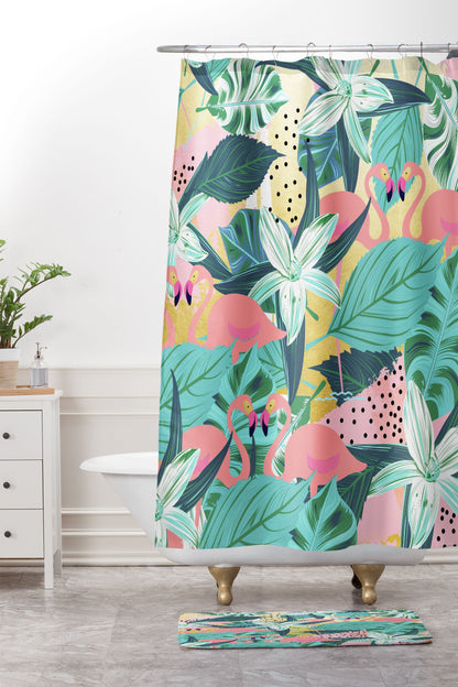 83 Oranges Flamingo Tropical Memory Foam Bath Mat