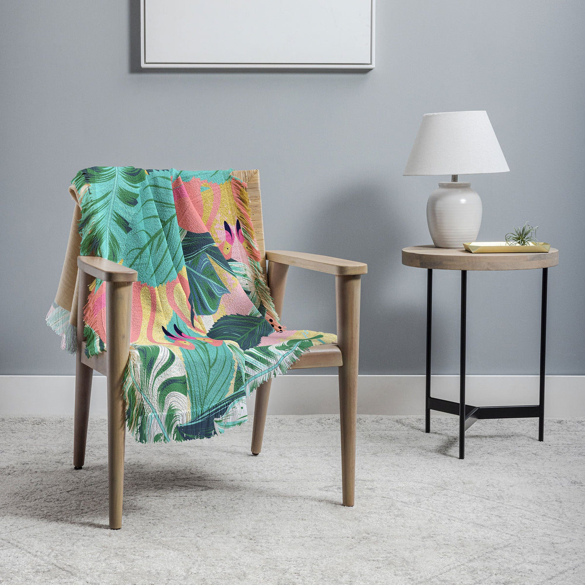 83 Oranges Flamingo Tropical Throw Blanket