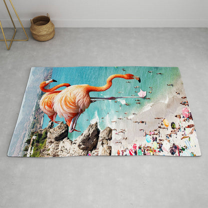83 Oranges Flamingos on the Beach Wildlife Area Rug