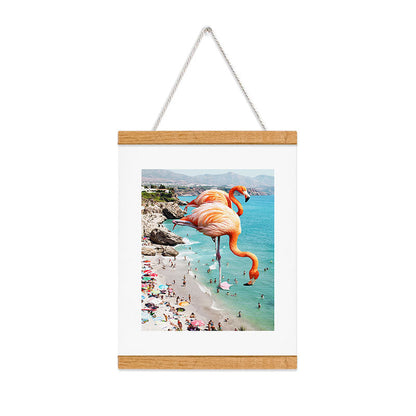 83 Oranges Flamingos on the Beach Wildlife Art Print