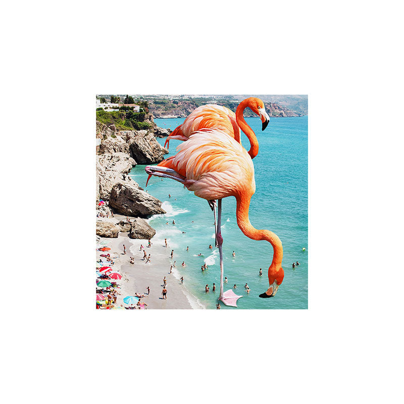 83 Oranges Flamingos on the Beach Wildlife Art Print