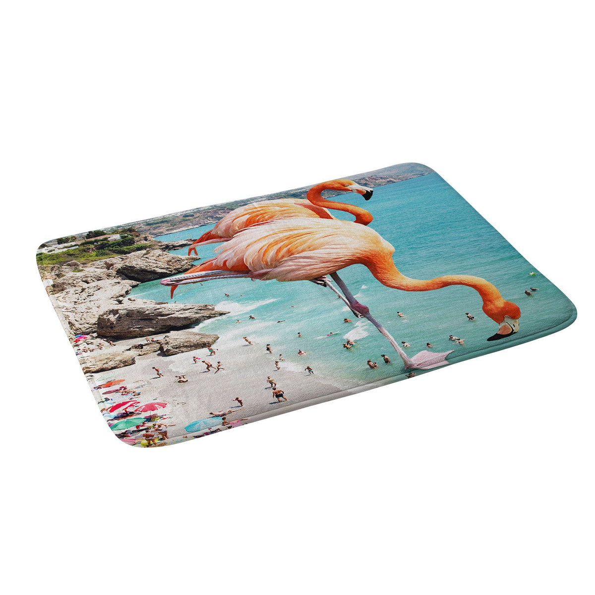83 Oranges Flamingos on the Beach Wildlife Memory Foam Bath Mat