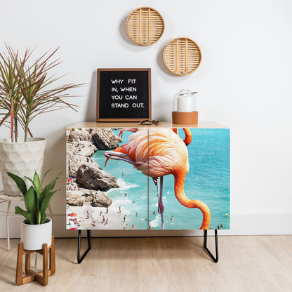 83 Oranges Flamingos on the Beach Wildlife Credenza