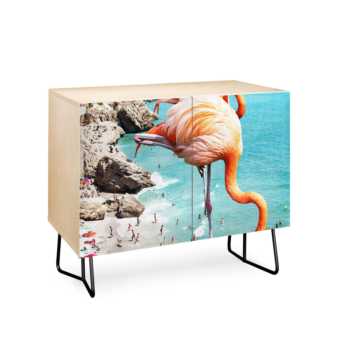 83 Oranges Flamingos on the Beach Wildlife Credenza