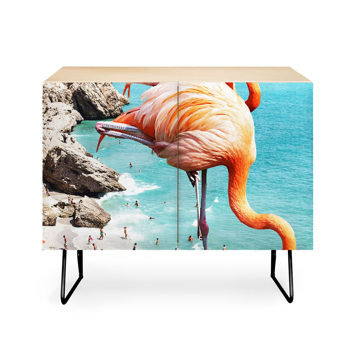 83 Oranges Flamingos on the Beach Wildlife Credenza