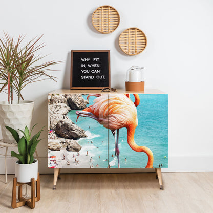 83 Oranges Flamingos on the Beach Wildlife Credenza