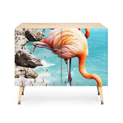 83 Oranges Flamingos on the Beach Wildlife Credenza