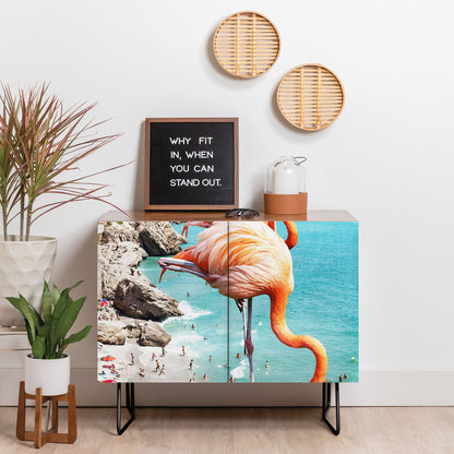 83 Oranges Flamingos on the Beach Wildlife Credenza