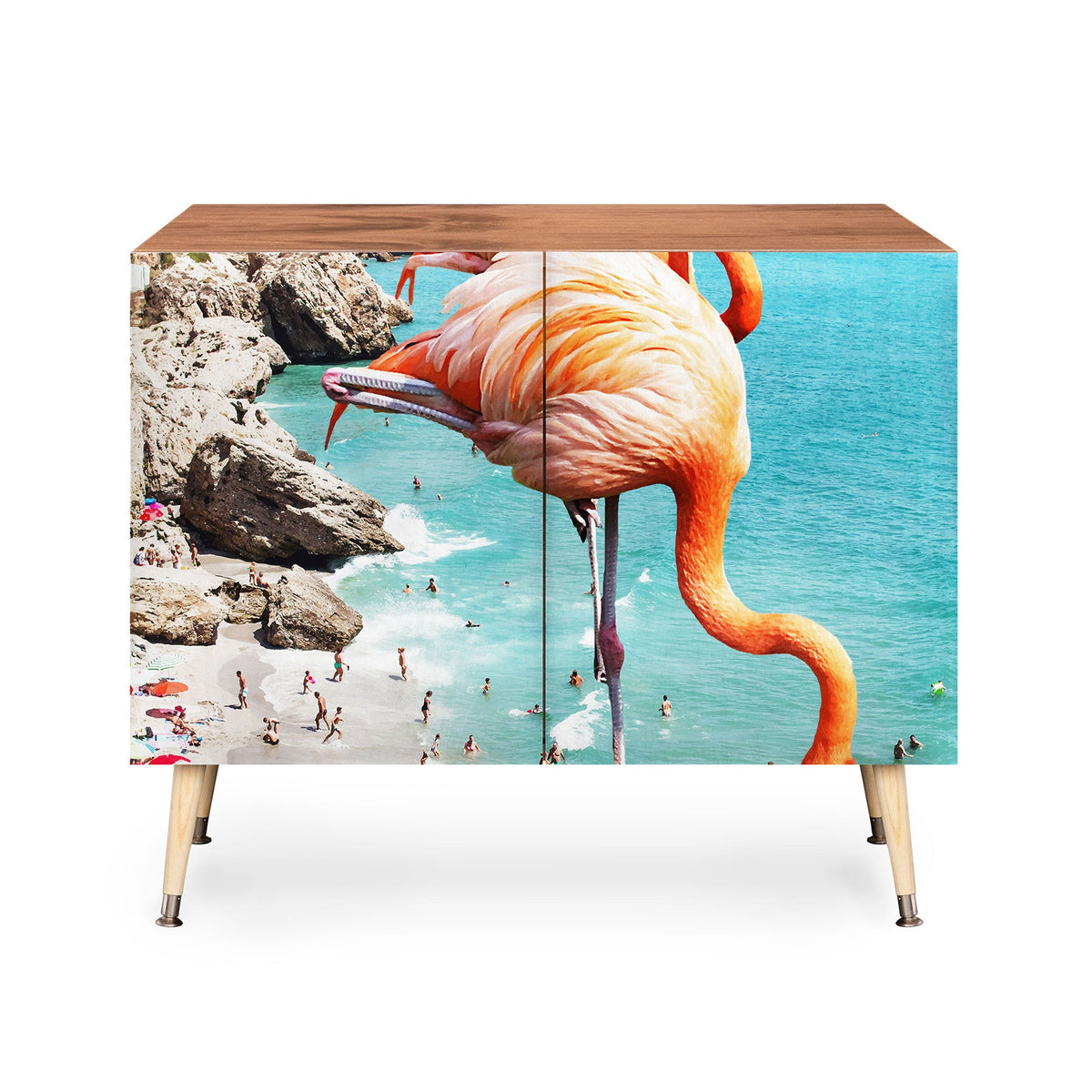 83 Oranges Flamingos on the Beach Wildlife Credenza