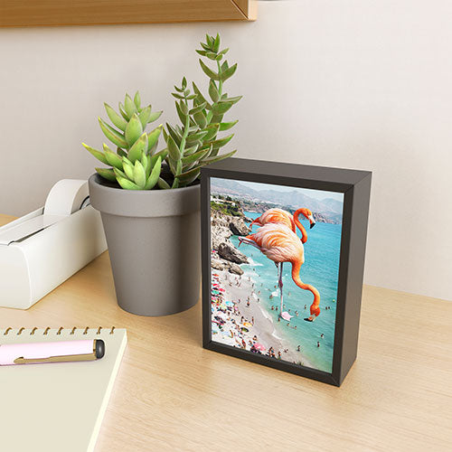 83 Oranges Flamingos on the Beach Wildlife Framed Mini Art Print
