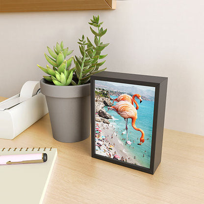 83 Oranges Flamingos on the Beach Wildlife Framed Mini Art Print