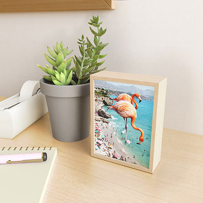 83 Oranges Flamingos on the Beach Wildlife Framed Mini Art Print