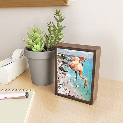 83 Oranges Flamingos on the Beach Wildlife Framed Mini Art Print