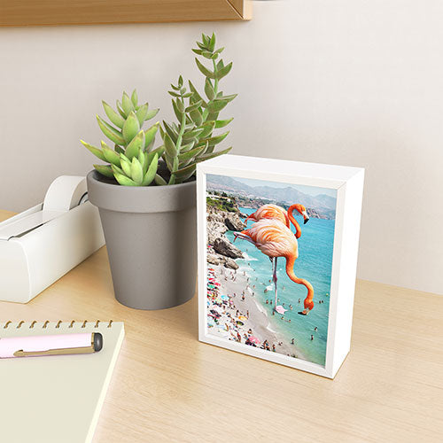 83 Oranges Flamingos on the Beach Wildlife Framed Mini Art Print