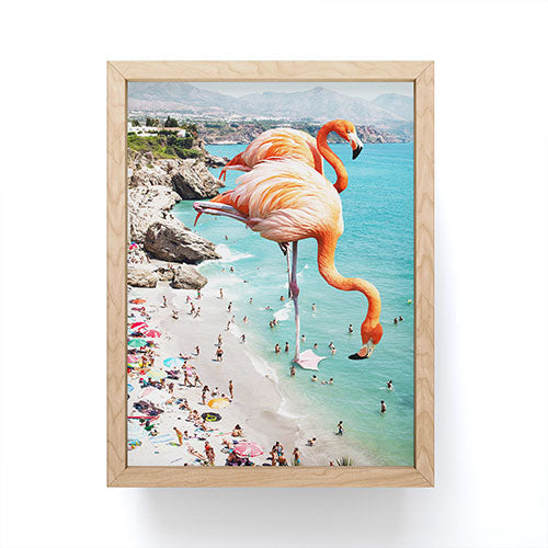 83 Oranges Flamingos on the Beach Wildlife Framed Mini Art Print