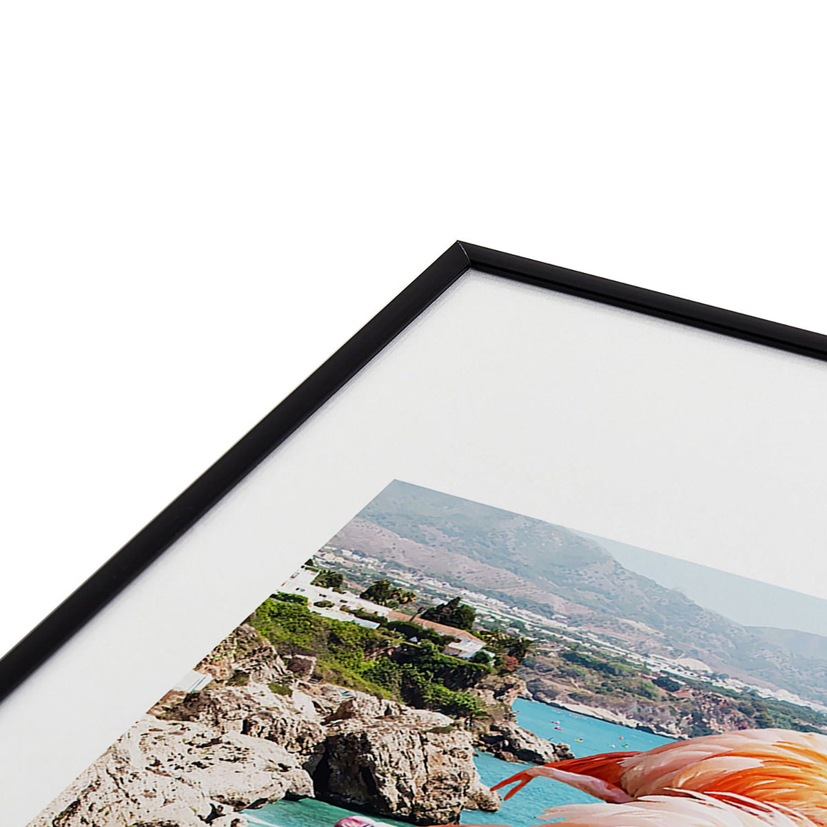 83 Oranges Flamingos on the Beach Wildlife Metal Framed Art Print