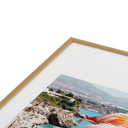 83 Oranges Flamingos on the Beach Wildlife Metal Framed Art Print