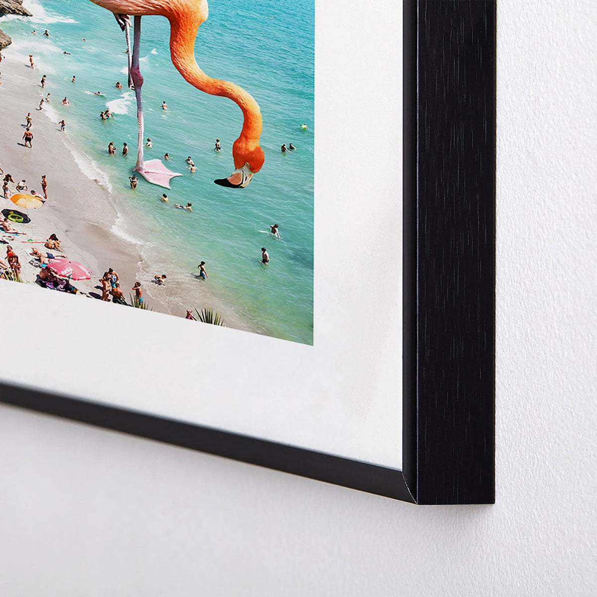 83 Oranges Flamingos on the Beach Wildlife Metal Framed Art Print