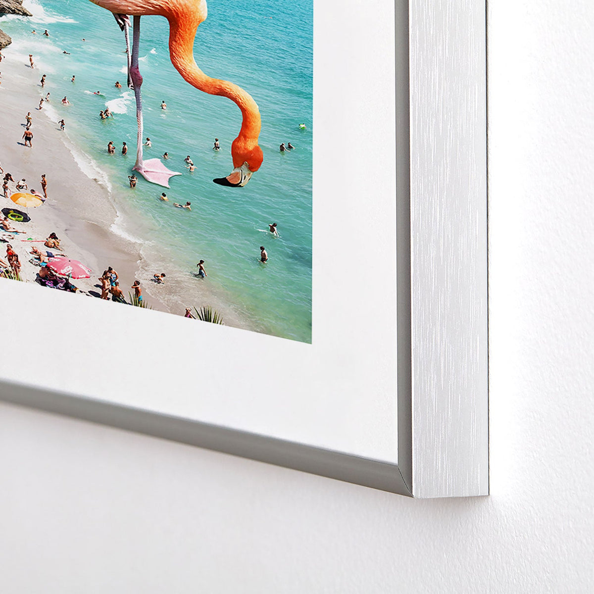 83 Oranges Flamingos on the Beach Wildlife Metal Framed Art Print