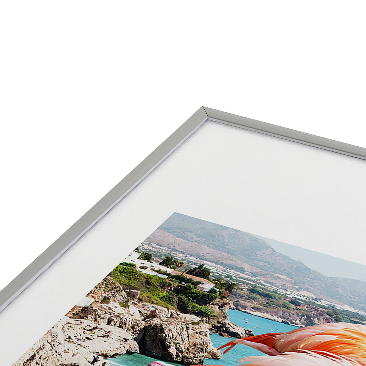 83 Oranges Flamingos on the Beach Wildlife Metal Framed Art Print