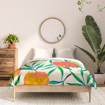 83 Oranges Floral Blush Gold Comforter