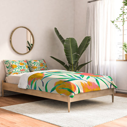83 Oranges Floral Blush Gold Comforter