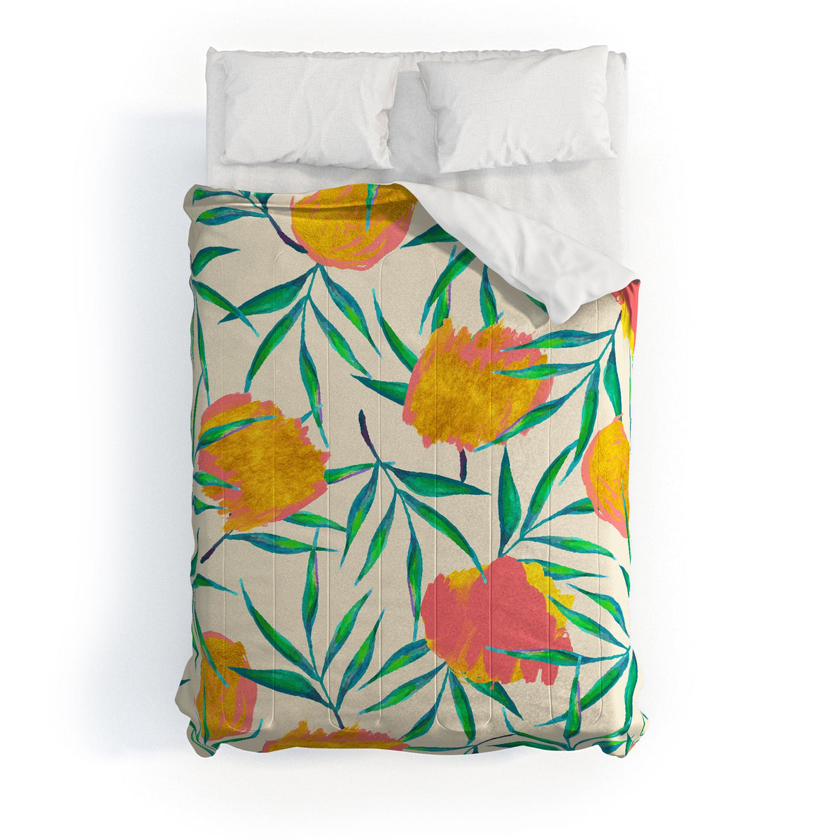 83 Oranges Floral Blush Gold Comforter