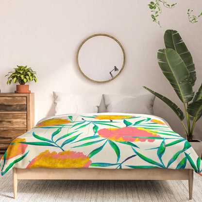 83 Oranges Floral Blush Gold Comforter