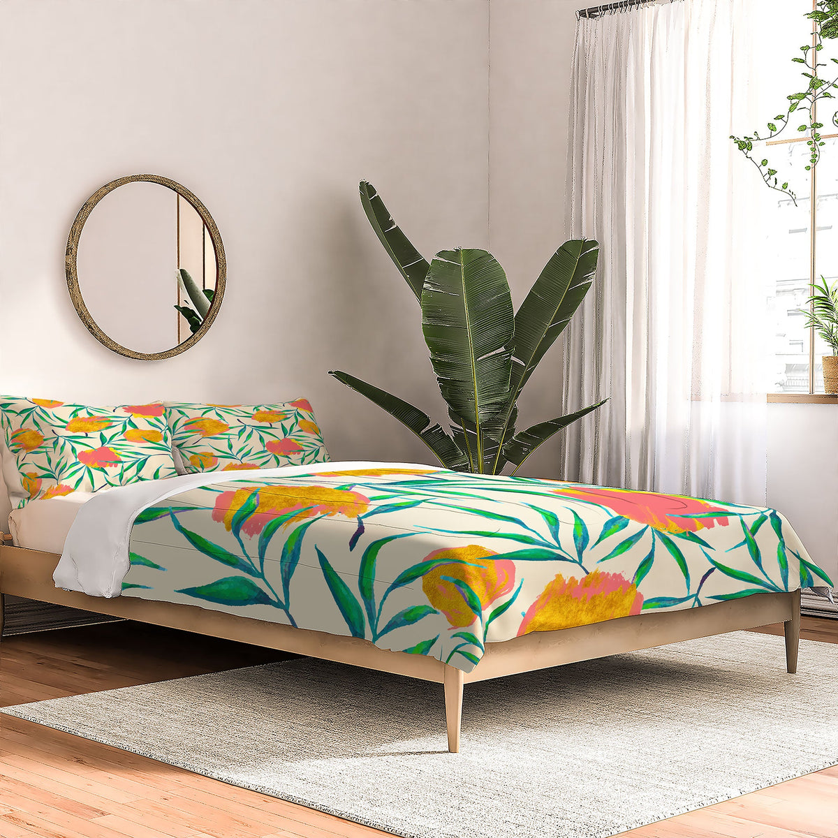 83 Oranges Floral Blush Gold Comforter