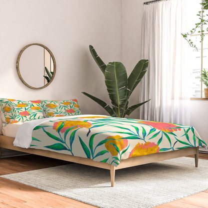 83 Oranges Floral Blush Gold Comforter